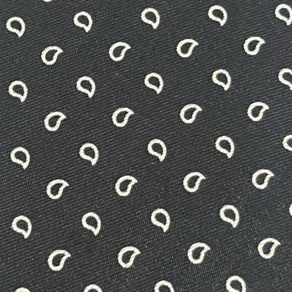 Ralph Lauren Polo Tie Black With Cream Paisleys Hand Made In Italy EUC - Picture 11 of 11